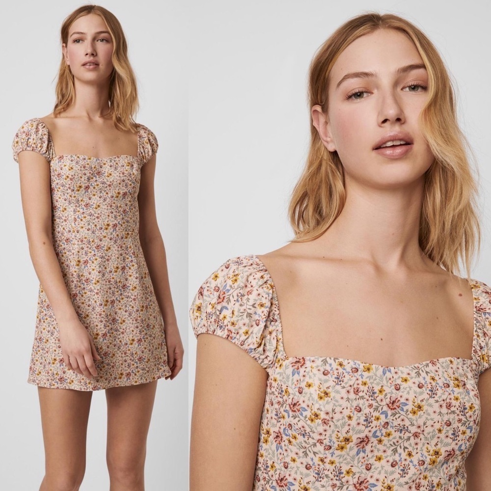 French Connection DELMIRA VERONA SMOCK MINI DRESS Modern Bridgerton Style